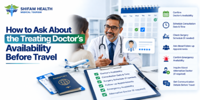 Doctor availability checklist showing appointment scheduling and treatment planning before medical travel.