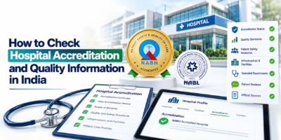 Hospital accreditation and quality checklist featuring NABH, NABL, and patient safety standards.