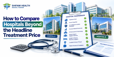 Comparing hospitals beyond treatment price using quality, expertise, facilities, and patient support.