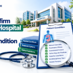 Hospital verification checklist showing medical specialties, treatments, doctors, and facilities.