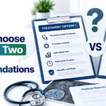 Comparing two treatment recommendations by reviewing costs, timelines, benefits, and risks.